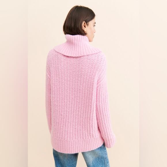 Anthropologie Maeve Turtleneck Pullover Chunky Knit Sweater Bubblegum Pink sz M - Picture 6 of 12
